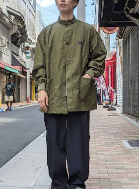 自产 X NEEDLES 23SS 日潮复古蝴蝶刺绣亚麻棉男女长袖衬衫外套