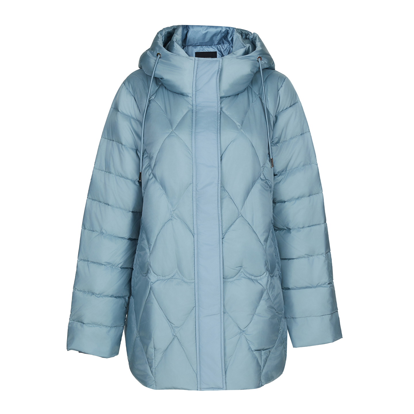 芭罗蒂冬装浅蓝色连帽宽松羽绒服