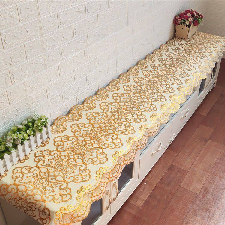 欧式不镂空电视柜盖布PVC塑料烫金桌布防水免洗桌旗茶几垫床头柜,居家布艺,桌布,淘宝优惠券,粉丝福利购,淘宝优惠卷