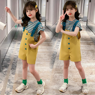 女童夏装背带裤中大童短裤2020女孩子的衣服夏季儿童8韩版潮9岁12在类目 童装/婴儿装/亲子装, 套装中 - 来自Buy2taobao.com提供专业的淘宝代购服务