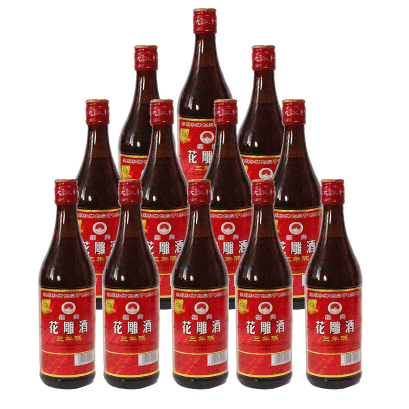 绍兴黄酒沈永和三年陈花雕酒600ml*12瓶整箱价半干型16度口粮酒
