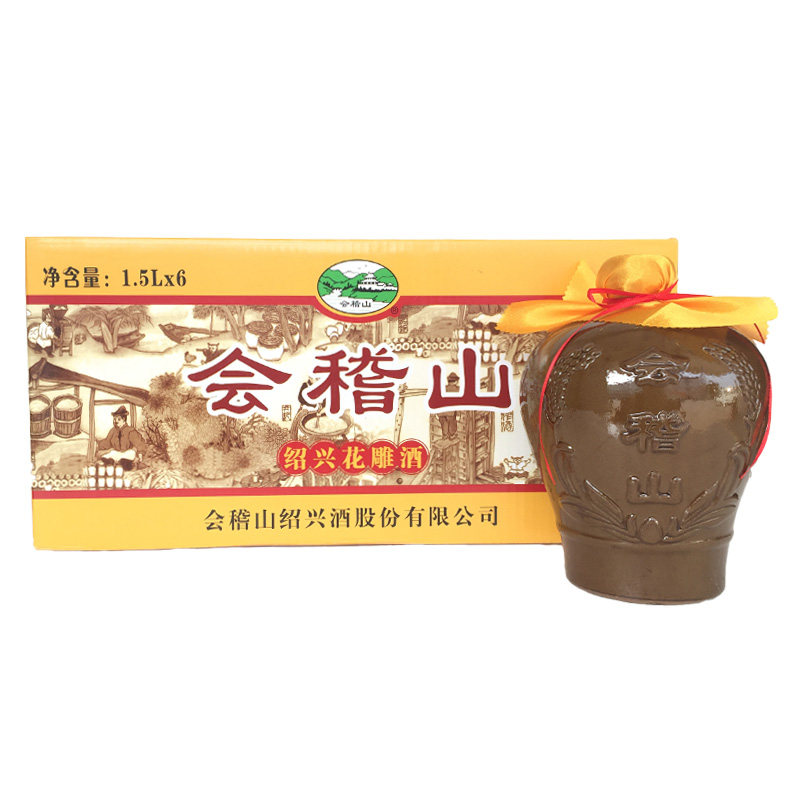 绍兴黄酒 15.5° 会稽山绍兴花雕酒 1.5L*6坛整箱价  半干型