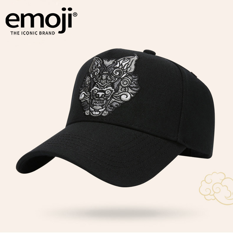 emoji帽子男士时尚潮牌棒球帽男女通用刺绣个性太阳帽羊毛混纺休
