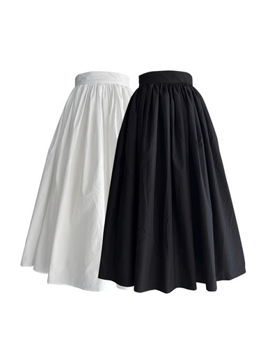 小众设计感蓬蓬拼纱大摆A字伞裙白色高腰半身裙女秋冬中长款百褶 - 封面