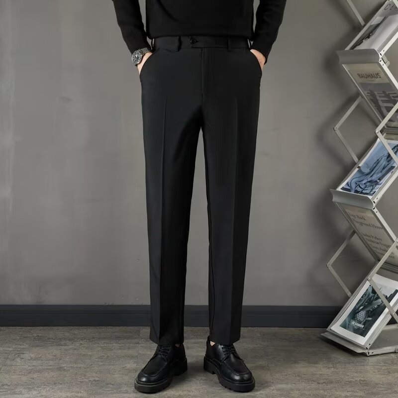 高质量春夏秋男士小脚裤子潮牌垂感西装裤男韩版修身商务休闲西裤