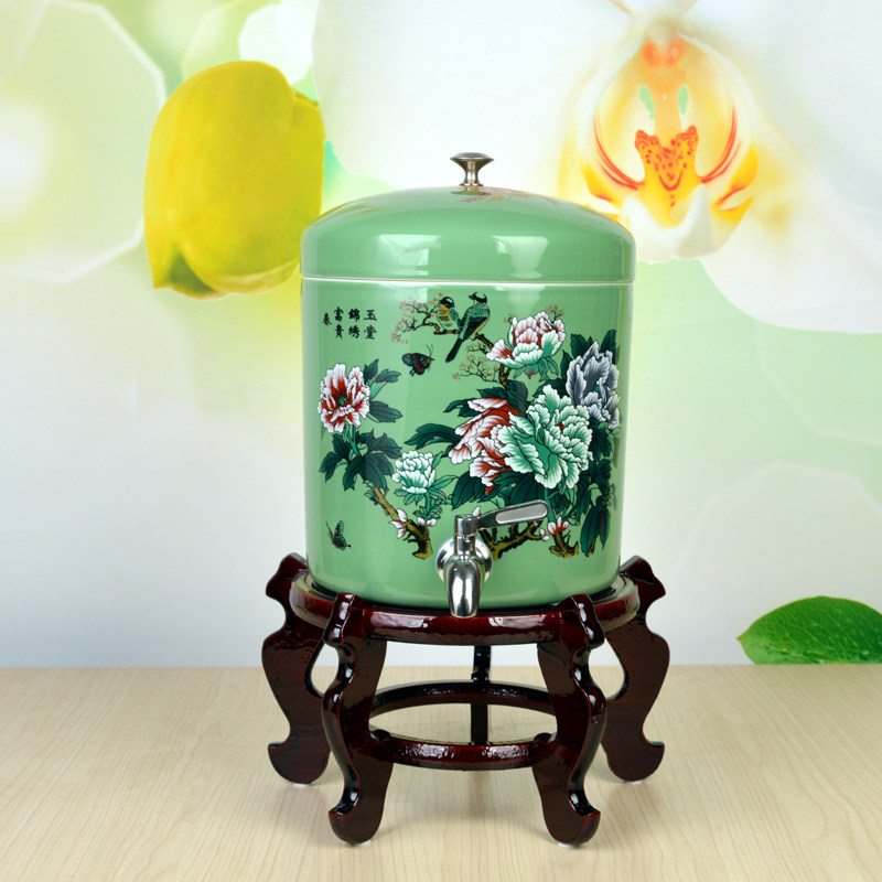 陶瓷水缸储水罐冷水壶凉开水壶 陶瓷果汁壶饮水机带水龙头防爆