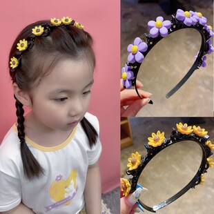 女童碎发爪夹发箍发夹发型可爱 儿童花朵编织发箍头箍卡通公主韩版