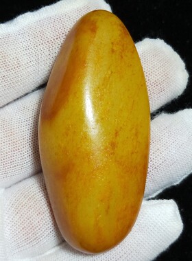 已售53.5克和田玉籽料原石把件天然新疆黄沁洒金皮白玉毛孔清晰