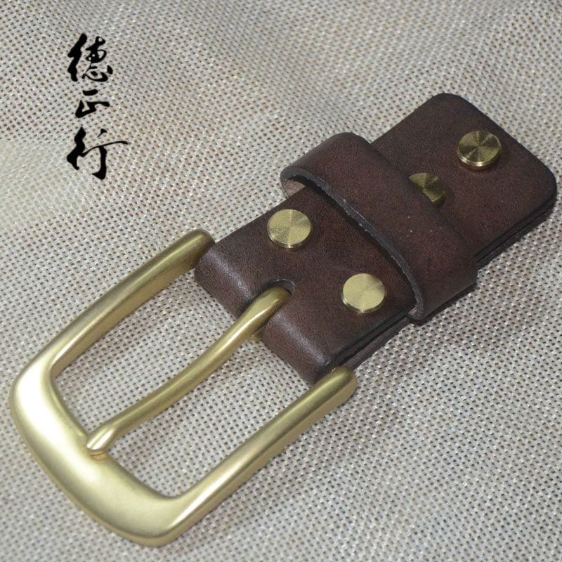 남자 솔리드 황동 벨트 버클  가죽 수제 벨트 액세서리 복고풍 청소년 청바지 벨트 헤드 버클 유행