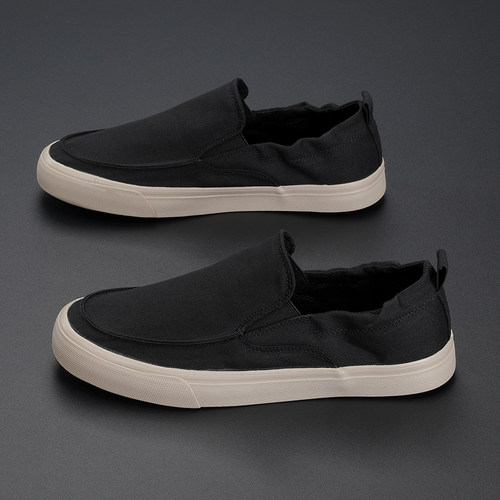 男式懒人布鞋一脚蹬透气低帮软底休闲鞋韩版简约百搭帆布鞋单鞋子