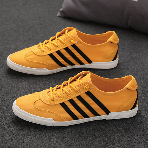 尖头青年系带平跟冰丝透气帆布鞋