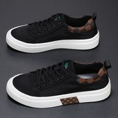 低帮帆布鞋 潮流板鞋 男2023百搭透气休闲鞋 夏季 韩版 时尚 松紧带男鞋