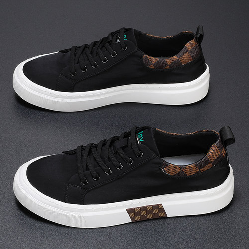 透气冰丝布韩版低帮帆布鞋男