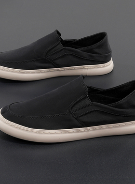 春季懒人冰丝布男低帮透气帆布鞋2025新款舒适正品宝达一脚蹬男鞋