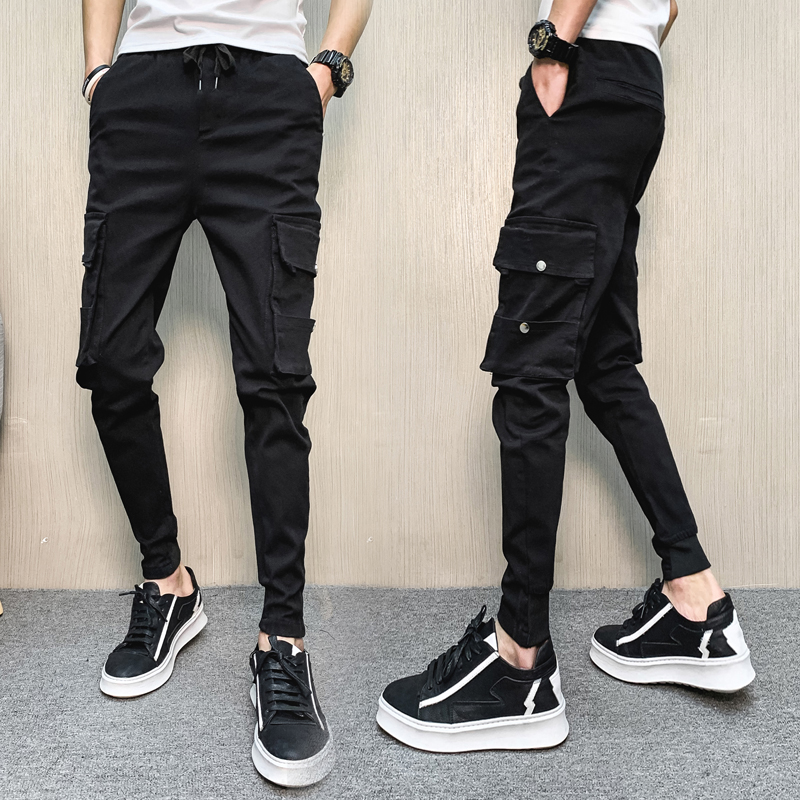 Social style large elastic casual pants men's overalls cotton others