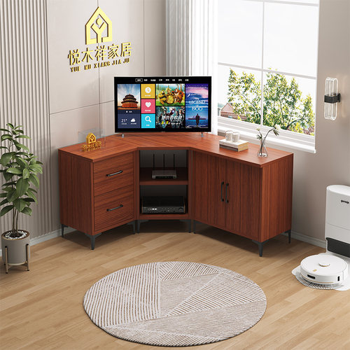 实木定制40深转角电视柜大容量墙角半封闭转角柜可放65寸电视老式