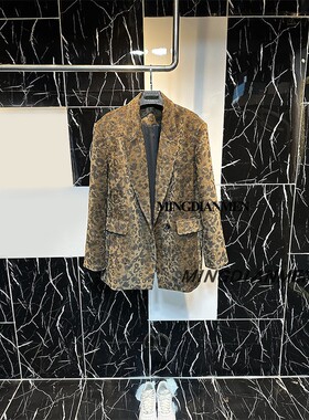 美拉德廓形西服外套复古时尚亮闪闪豹纹气质西装2026豹纹个性时髦