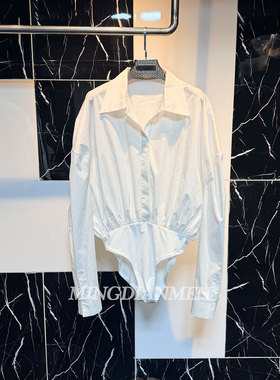 2026年春季新款小众设计感白色衬衫棉连体收腰显瘦气质上衣