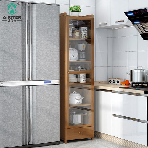 厨房夹缝置物架落地微波炉架楠竹