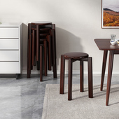 凳子可叠放圆凳家用叠叠乐多用椅餐桌凳结实耐用吧台椅高脚凳楠竹