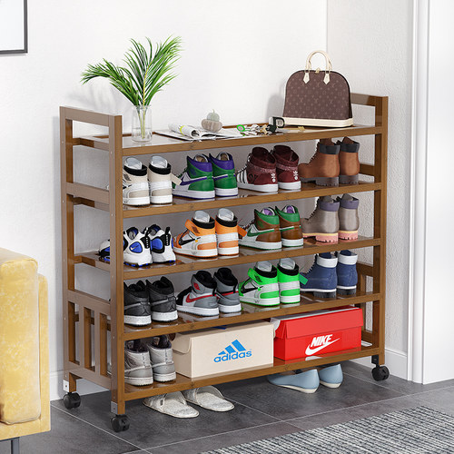 艾芮特现代简约鞋架楠竹带轮鞋架