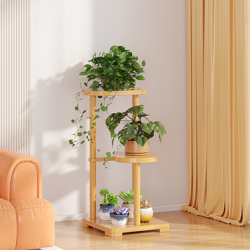 绿萝花架客厅2024新款置物架楠竹阳台花盆架子落地花店陈列展示架