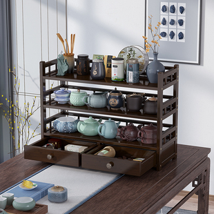 茶架子置物架博古架现代简约茶碗收纳架茶叶放置架中式茶壶摆放架