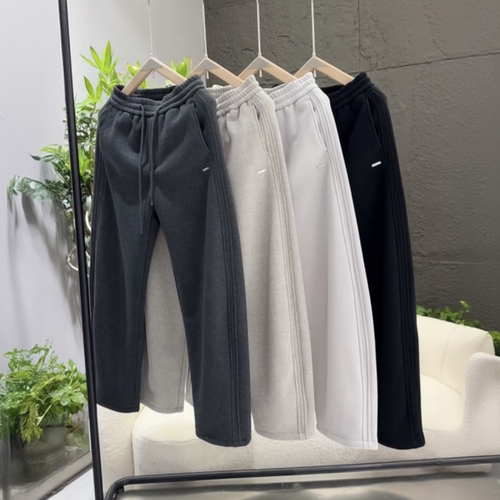 冬季重磅加绒加厚弯刀直筒休闲裤