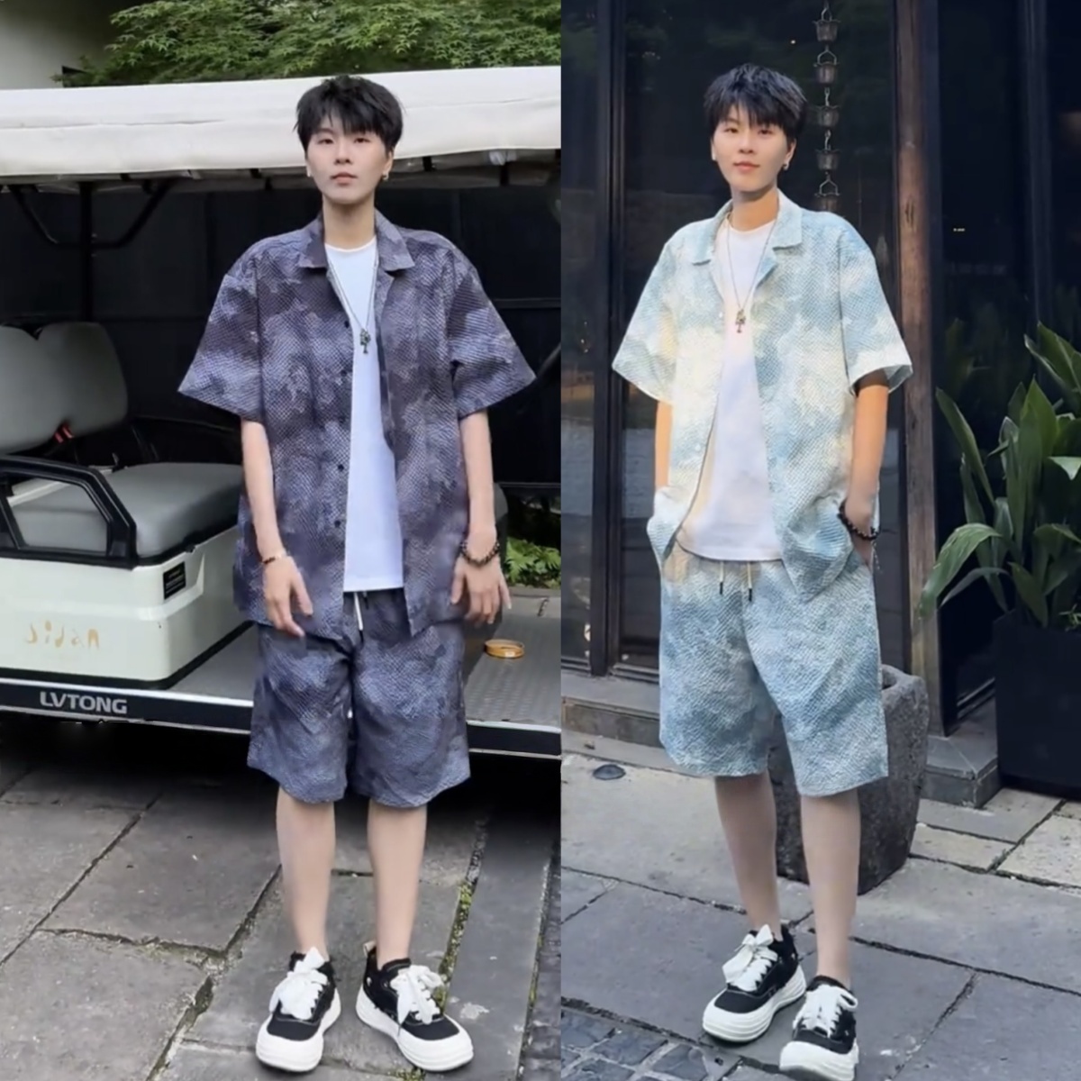 夏季薄款国风扎染运动休闲套装