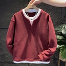 卫衣圆领松弛感纯色百搭打底衫 秋冬男士 潮牌高级感假两件拼接长袖