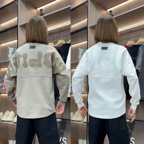 春秋重磅刺绣皮标字母圆领卫衣男