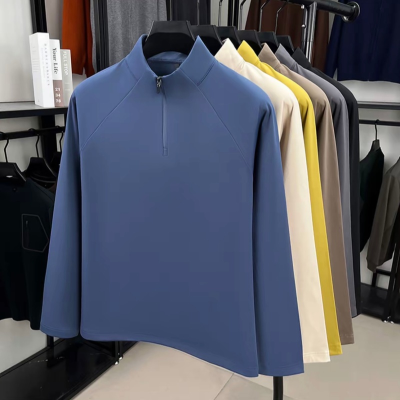 秋冬新款加厚磨毛半拉链立领卫衣