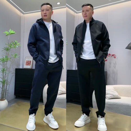 秋季重磅空气层连帽休闲运动套装