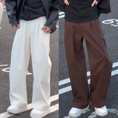 秋季美式潮牌极简风褶皱休闲长裤