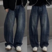 百搭弹力休闲裤 春秋美式 高档时尚 男士 潮牌水洗复古弯刀直筒牛仔裤