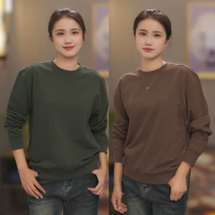 休闲百搭弹力透气打底衫 极简风纯色圆领卫衣情侣同款 男士 秋冬新款