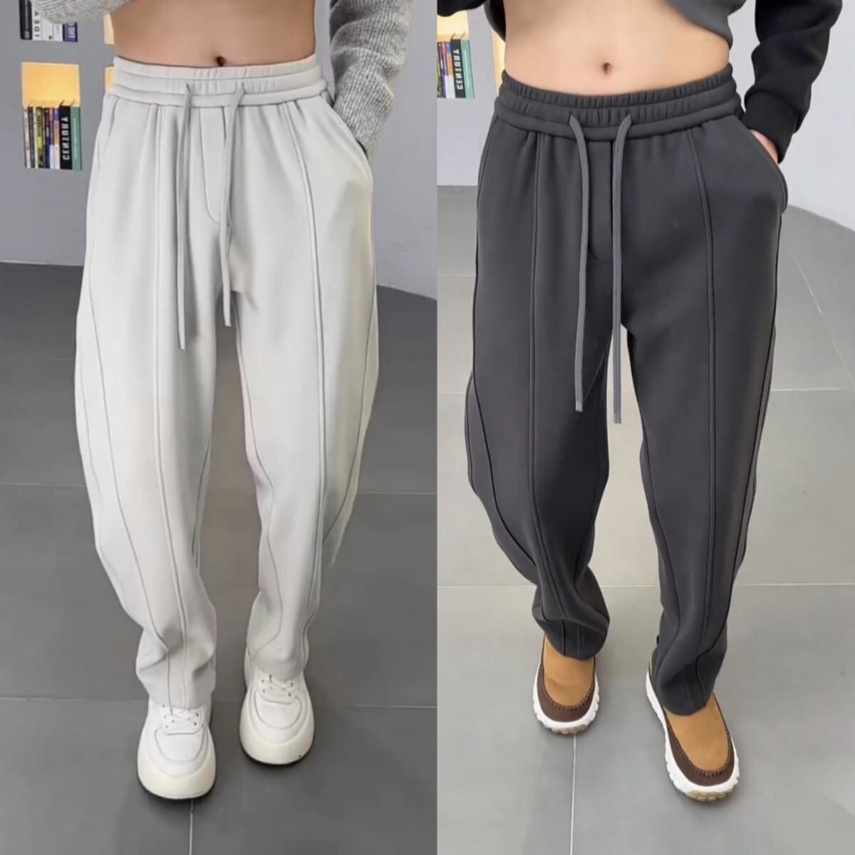 秋冬重磅加绒加厚弯刀直筒休闲裤男士简约高级感防寒保暖运动卫裤,男装,休闲裤,淘宝优惠券,粉丝福利购,淘宝优惠卷