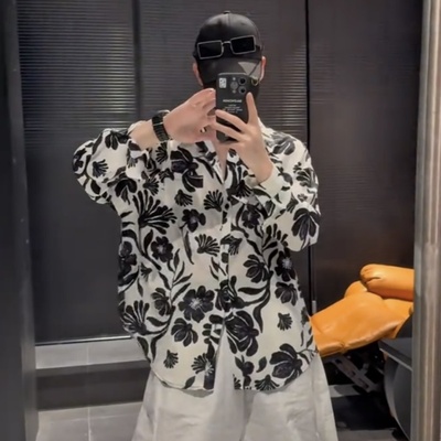 春夏新款男士潮牌慵懒风翻领衬衫