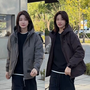 秋冬季美式工装连帽棉服夹克外套男女同款防风保暖户外百搭冲锋衣