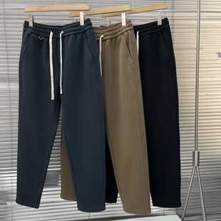 简约百搭防寒保暖纯色运动卫裤 秋冬季 加绒加厚直筒休闲裤 新款 男士