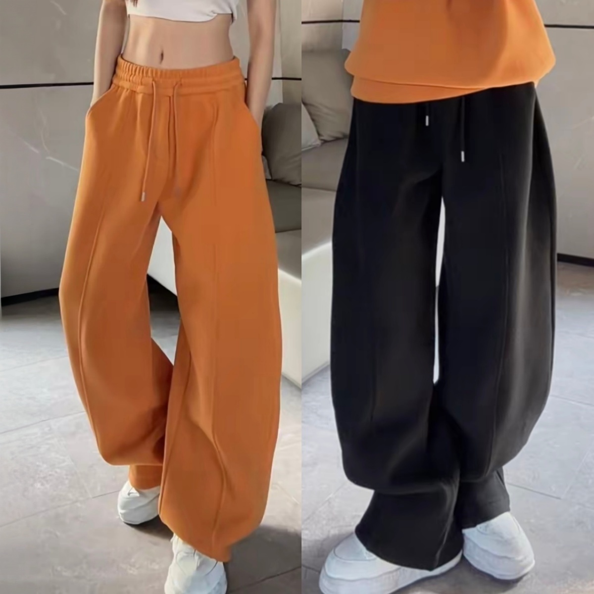 冬季加绒加厚美式重磅弯刀休闲裤