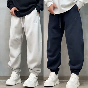 男简约百搭防寒保暖运动哈伦卫裤 秋冬美式 潮牌加绒加厚束脚休闲裤