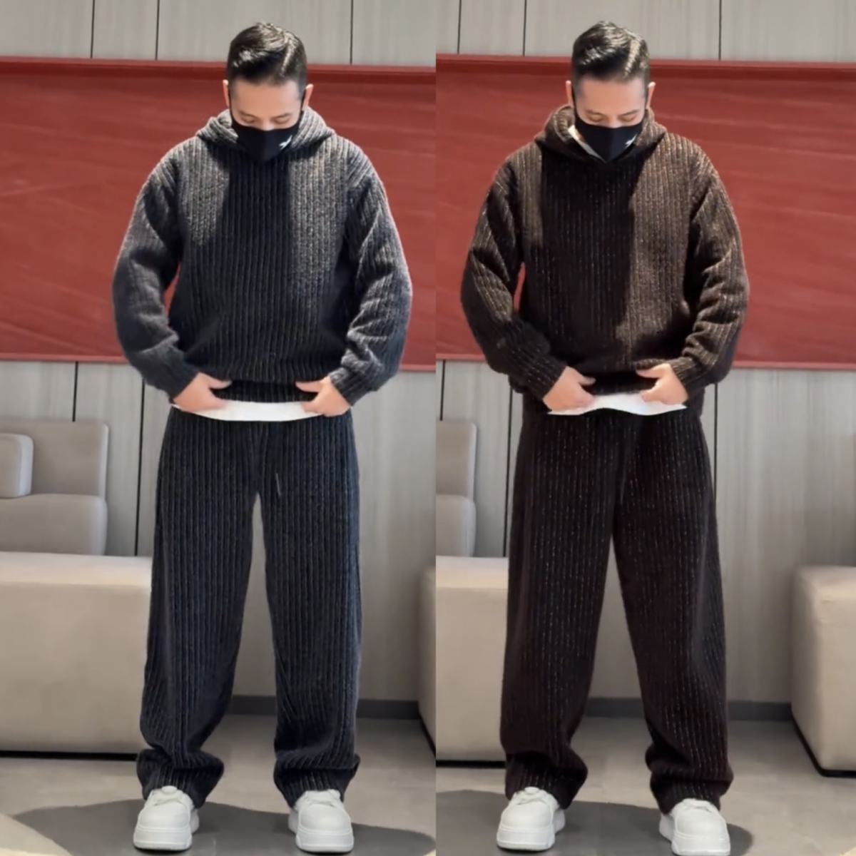 秋冬重磅男士雪呢绒休闲运动套装情侣同款连帽卫衣直筒卫裤两件套
