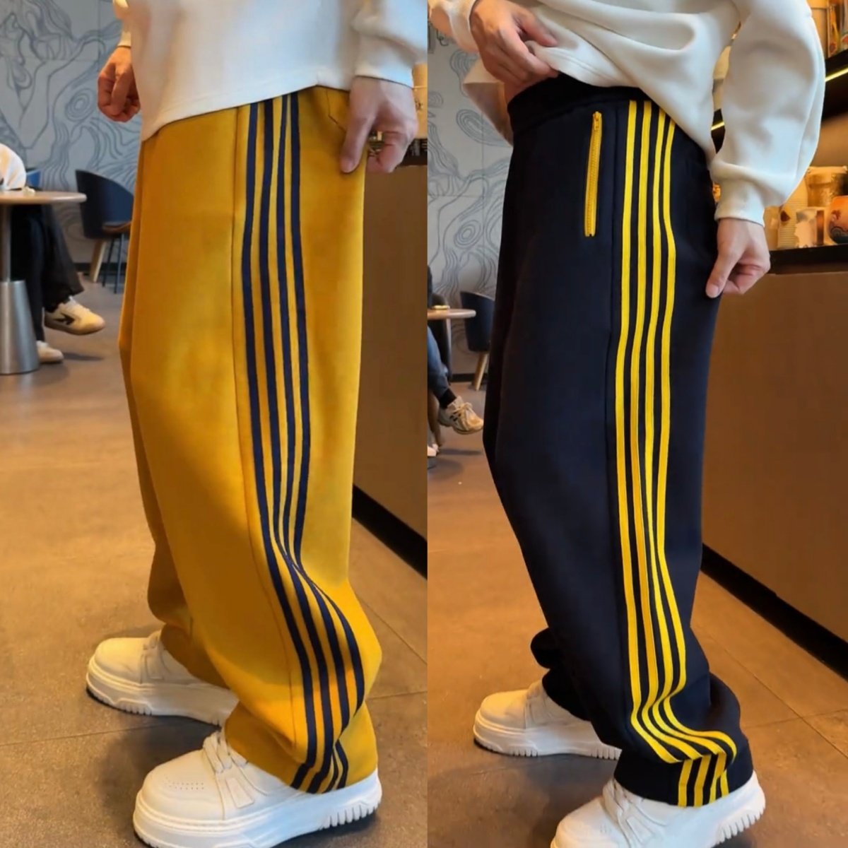 冬季美式潮牌重磅加绒条纹直筒休闲裤男时尚百搭防寒保暖运动卫裤,男装,休闲裤,淘宝优惠券,粉丝福利购,淘宝优惠卷