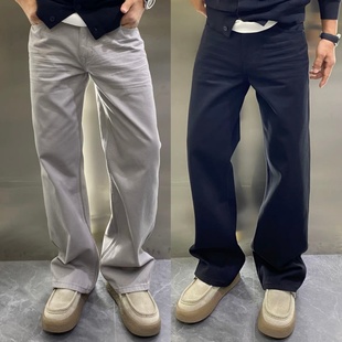 简约百搭宽松透气弹力休闲裤 秋季 男士 水洗做旧弯刀直筒牛仔裤 美式