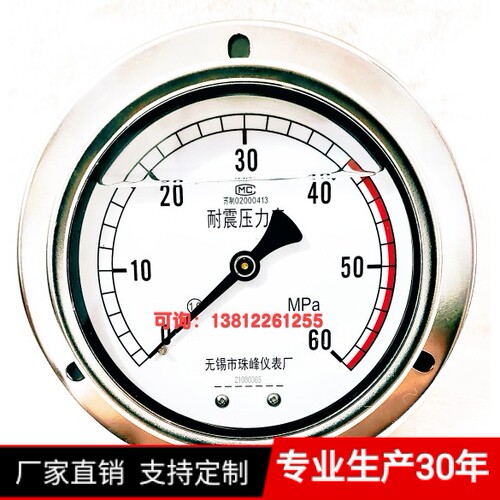无锡珠峯仪表厂直径100轴向带边压力上限-0.1mpa～100mpa欢迎选购
