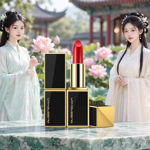 珀莱雅玫瑰色黑金管口红显色持久滋润保湿不掉色唇膏西柚色番茄色