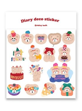 韩国进口malling booth 小熊装饰贴纸 日记伴侣 派对
