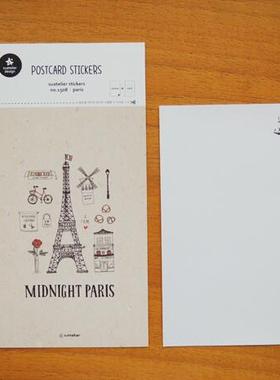 韩国进口JR Stricker 明信片贴纸 paris 1508