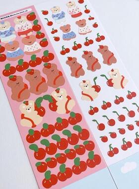 简约ins风日韩lovememore小熊装饰贴纸 樱桃 单张